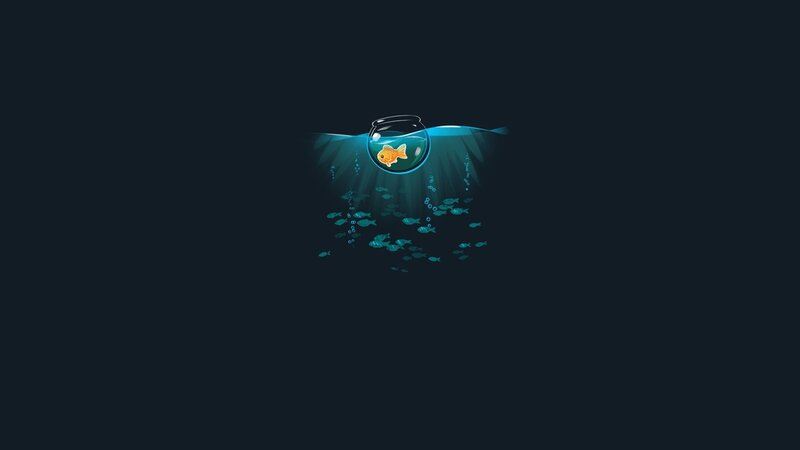 Goldfish in a Bowl — Blue, Serene, Night