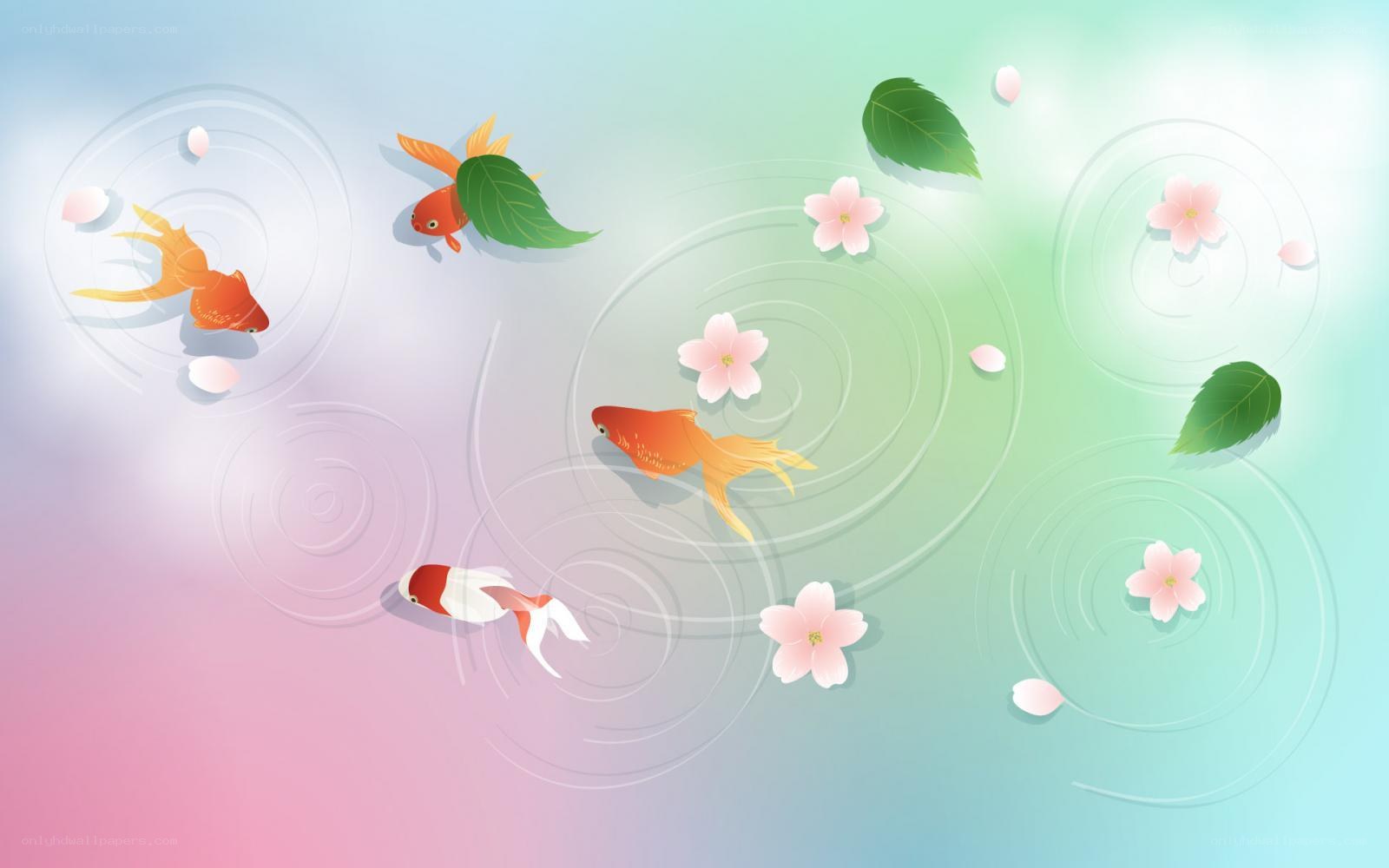 Goldfish in a tranquil pond