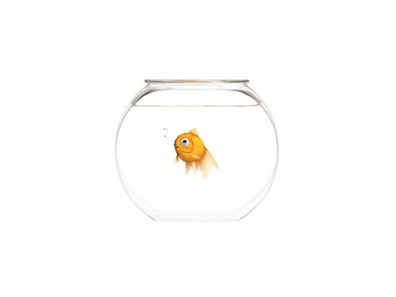 Goldfish in Fishbowl — Yellow