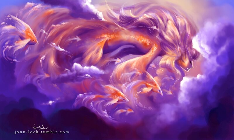 Goldfish in Purple Clouds