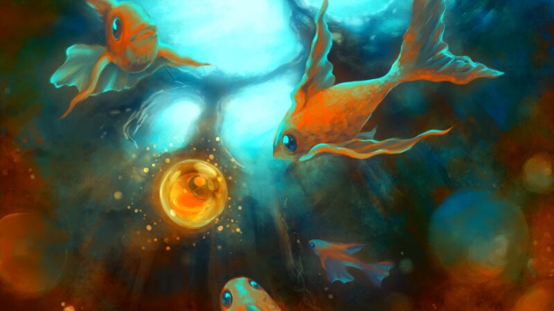 Goldfish in Water — Orange, Serene