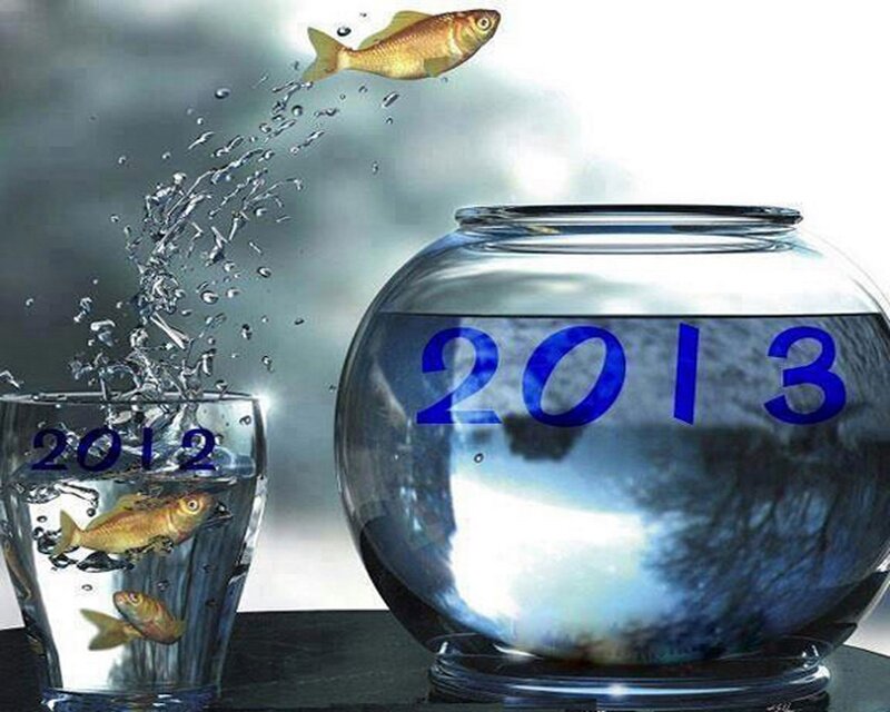 Goldfish Jumping Between Bowls — Blue, Dramatic, Digital Art