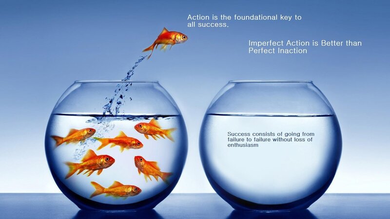 Goldfish Jumping Out — Blue, Motivational