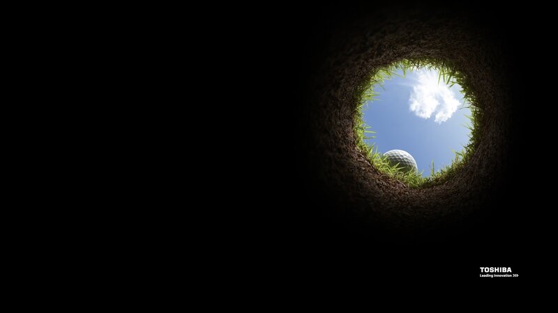 golf ball in hole view