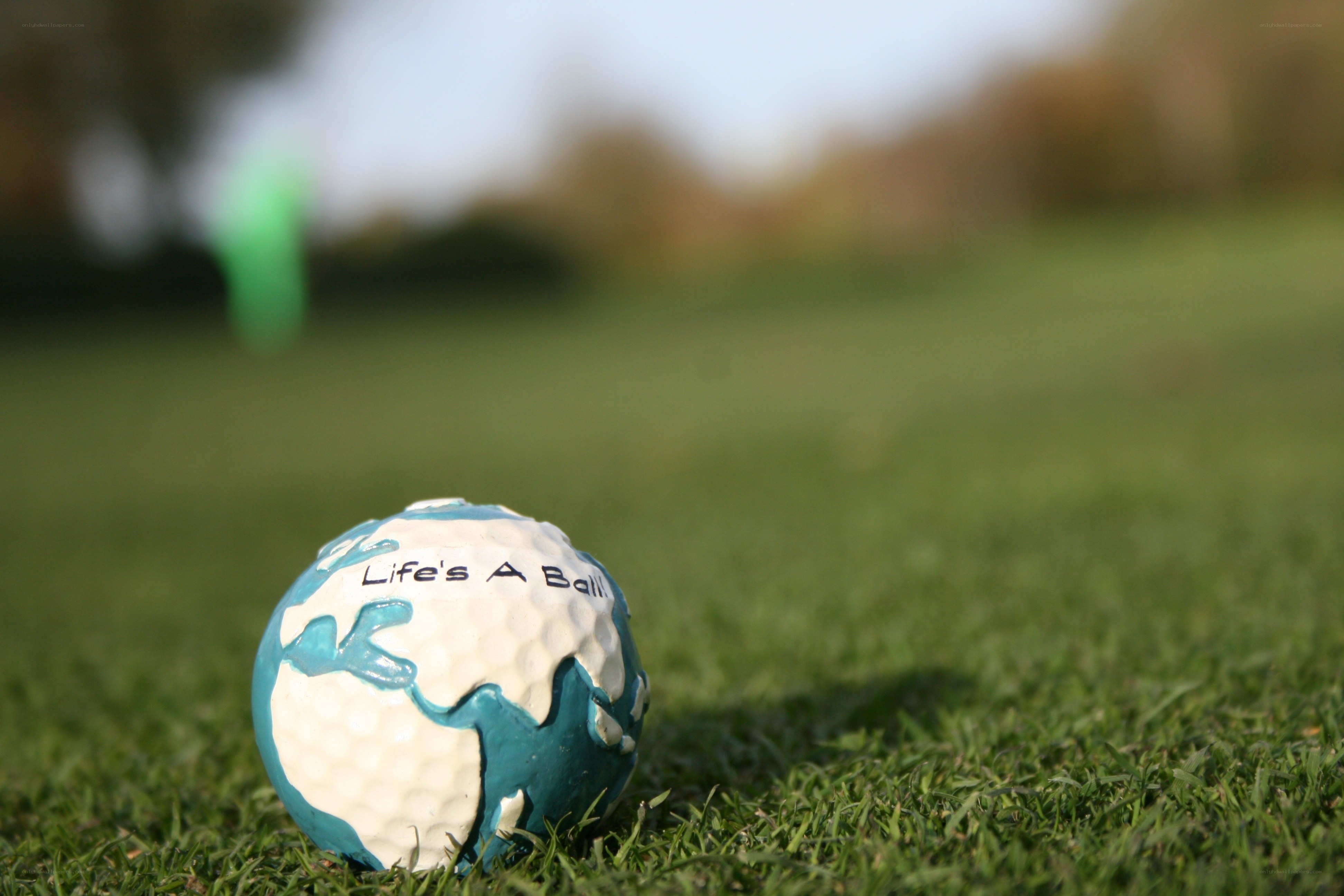 golf ball with life's a ball text