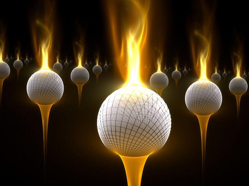 Golf balls with fire