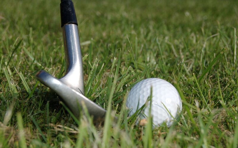 golf club and ball in grass