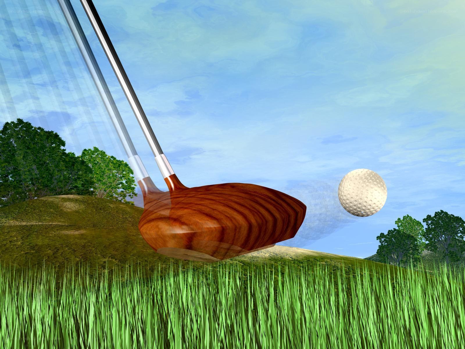 golf club hitting ball