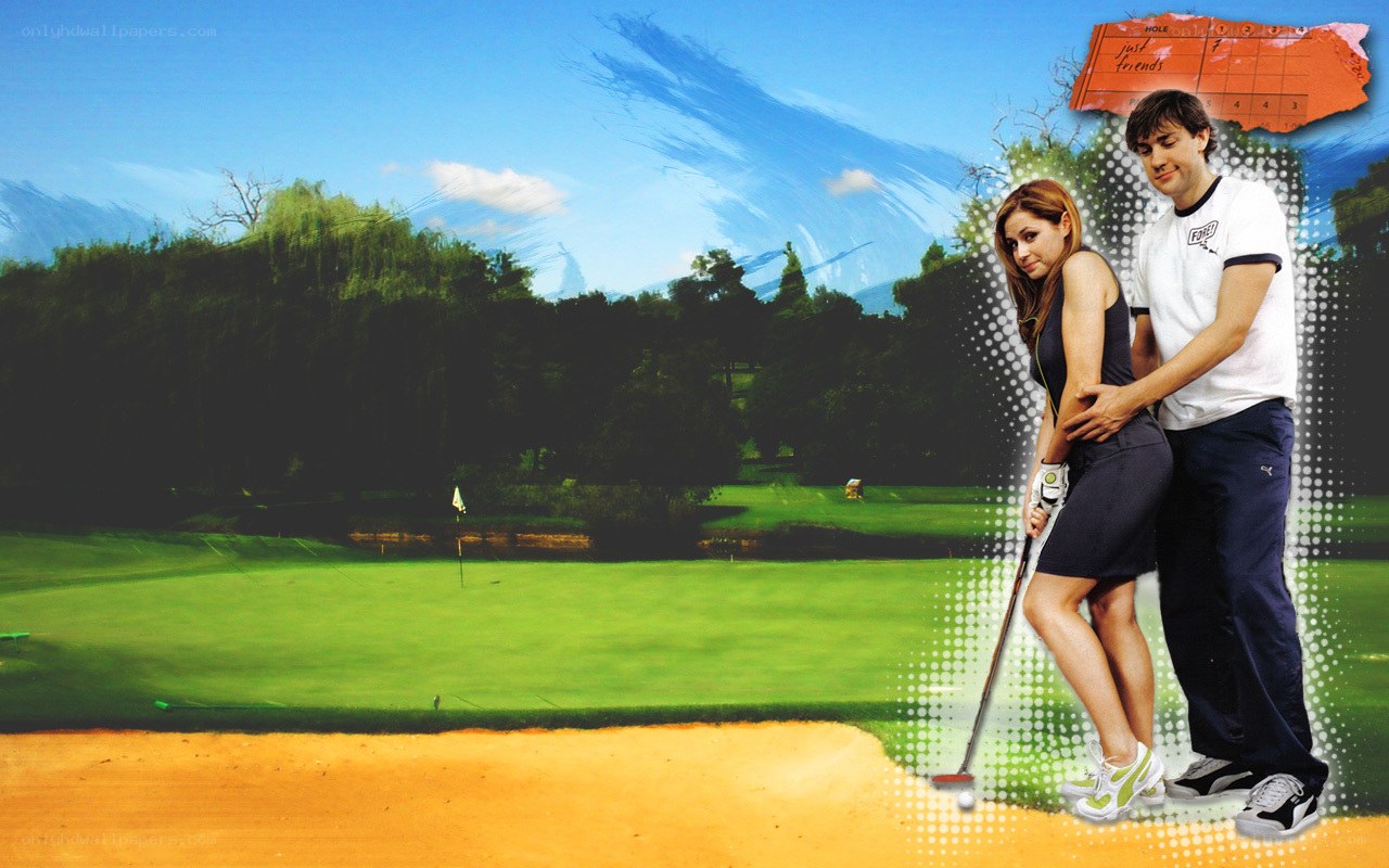 Golf couple on course