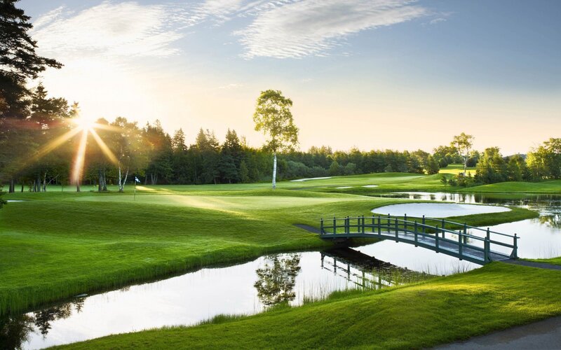 Golf course at sunset