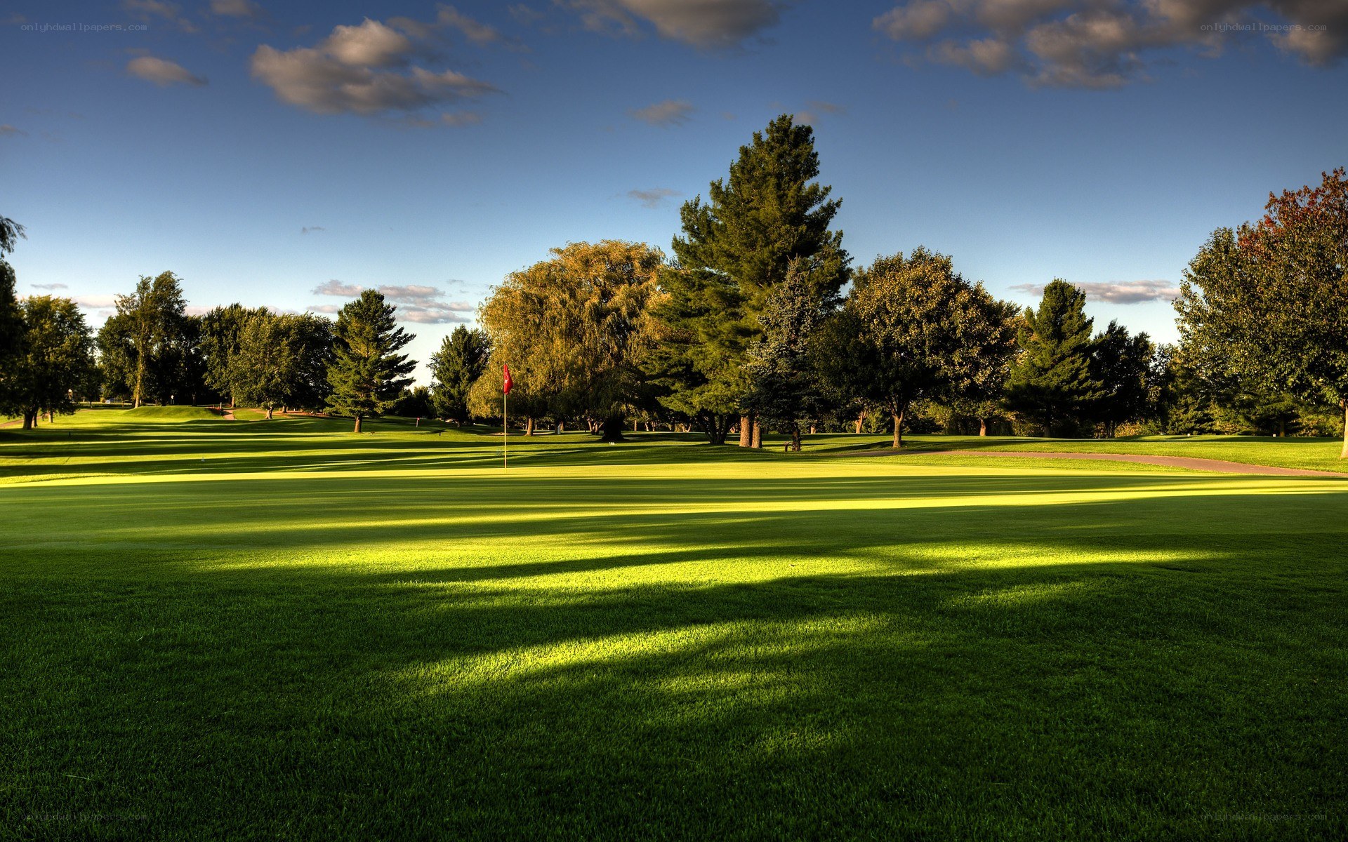 Golf course at sunset
