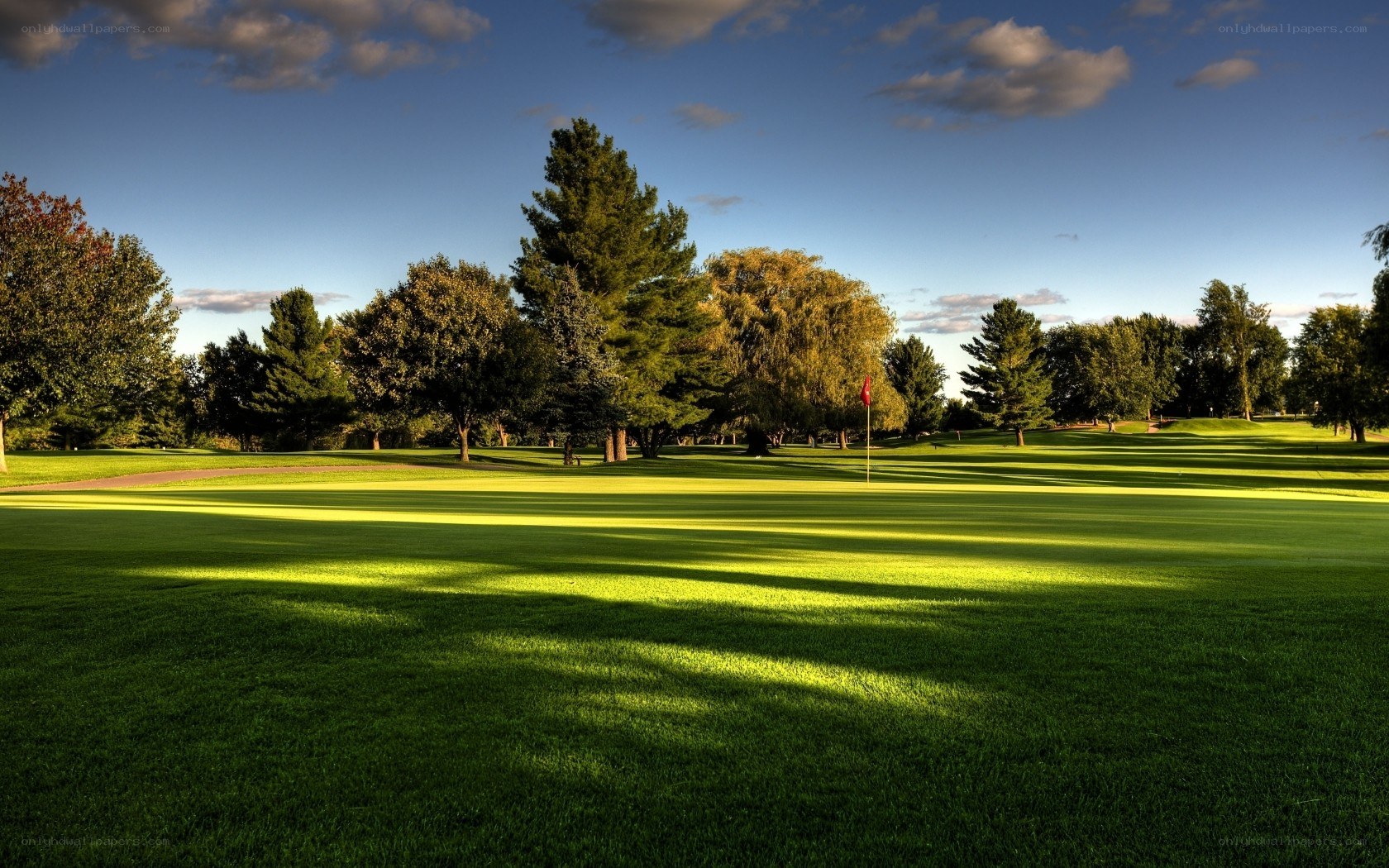Golf course at sunset