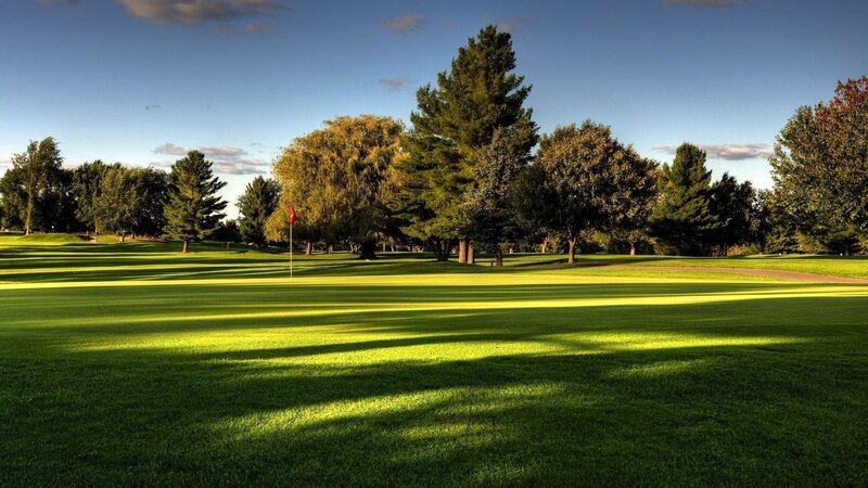 Golf course at sunset