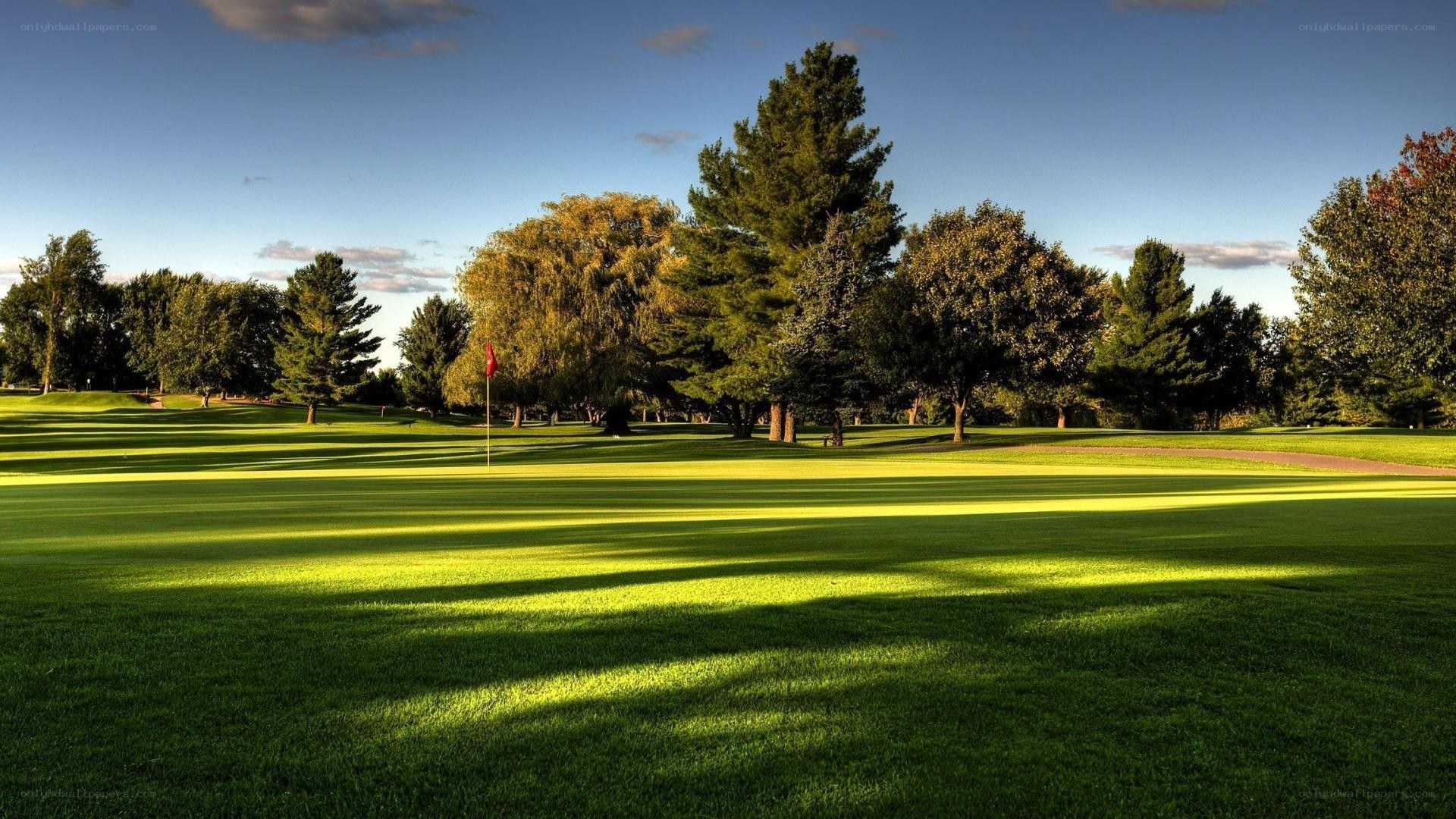 Golf course at sunset