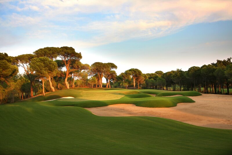 Golf course at sunset