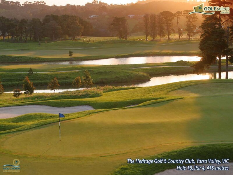 Golf course at sunset