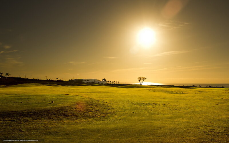 Golf course at sunset
