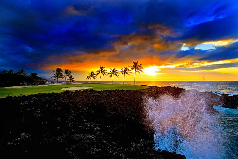 Golf Course at Sunset — Blue