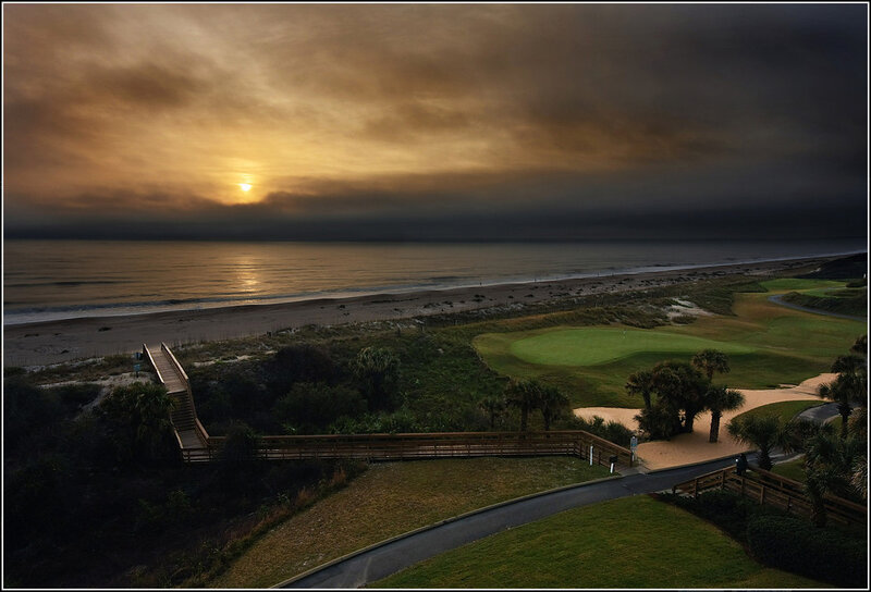Golf Course at Sunset — Green, Dramatic