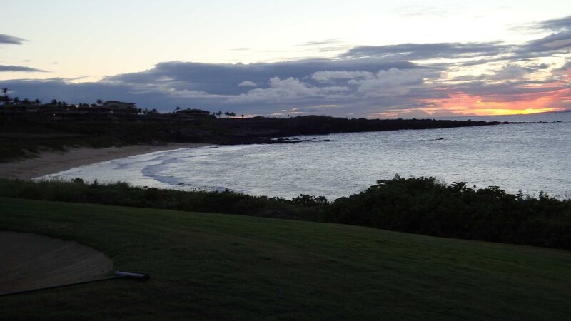 Golf Course at Sunset — Green, Serene, Photograph, Ocean, Beach