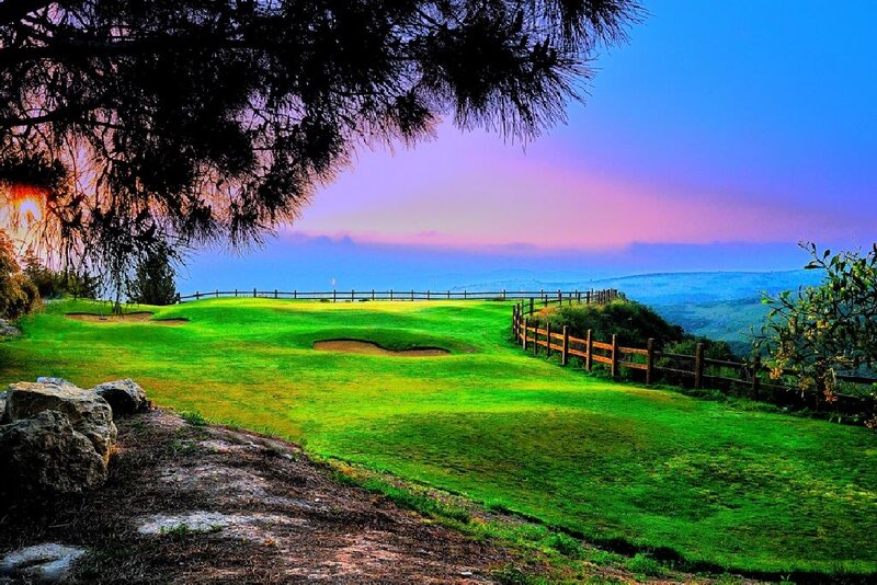 Golf Course at Sunset — Green, Serene, Photograph, Trees