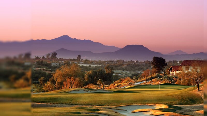 Golf Course at Sunset — Pink, Serene, Photograph