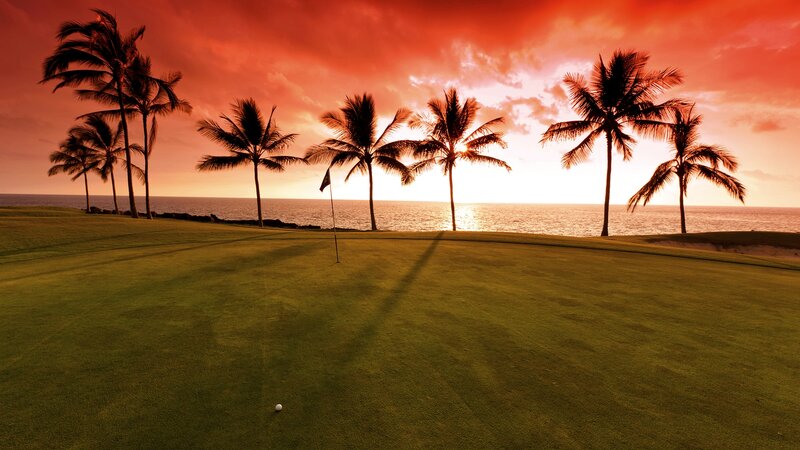 Golf Course at Sunset — Red