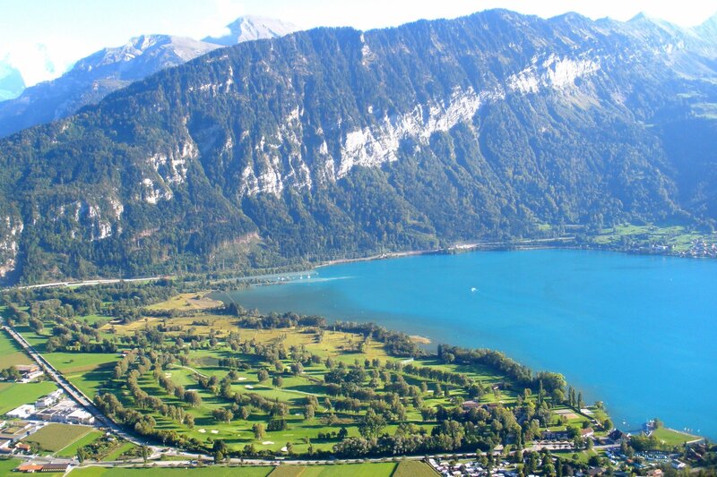 Golf Course by Lake — Blue