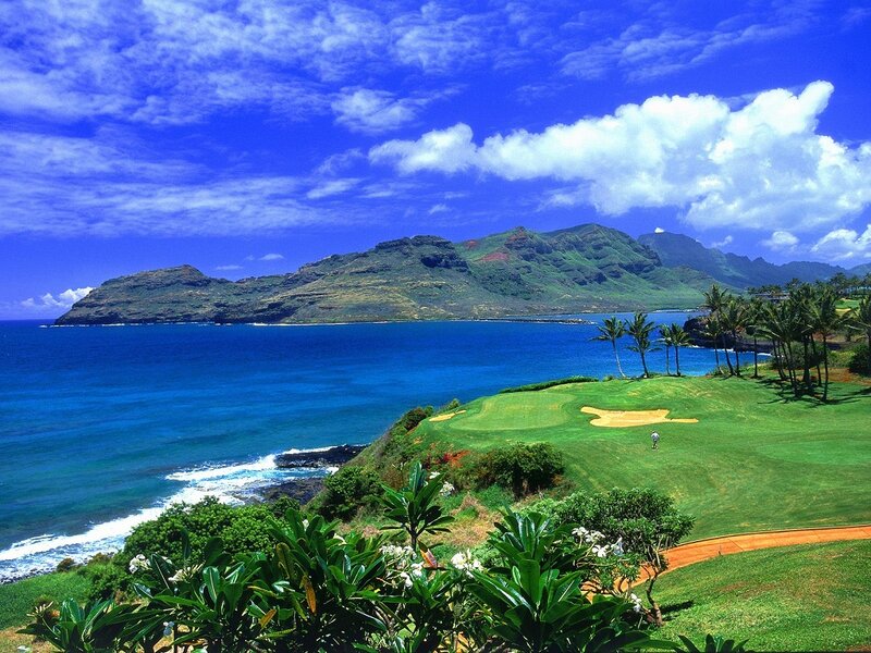 Golf Course by Ocean — Blue, Serene, Afternoon