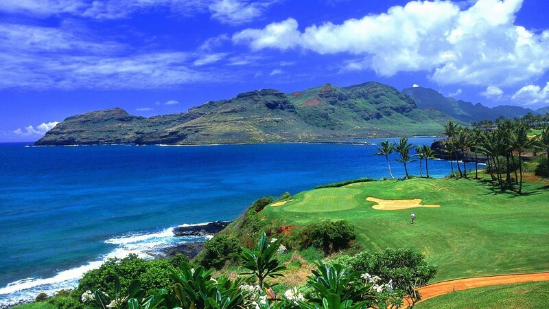 Golf Course by Ocean — Blue