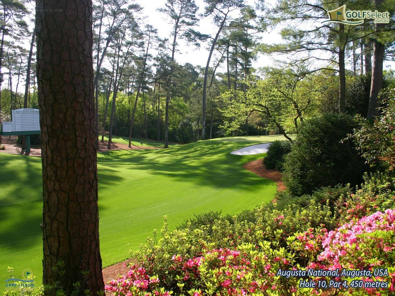 Golf course hole with flowers