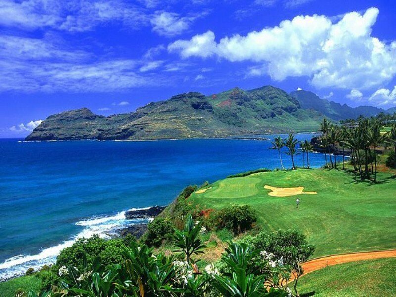 Golf Course Overlooking Ocean — Blue