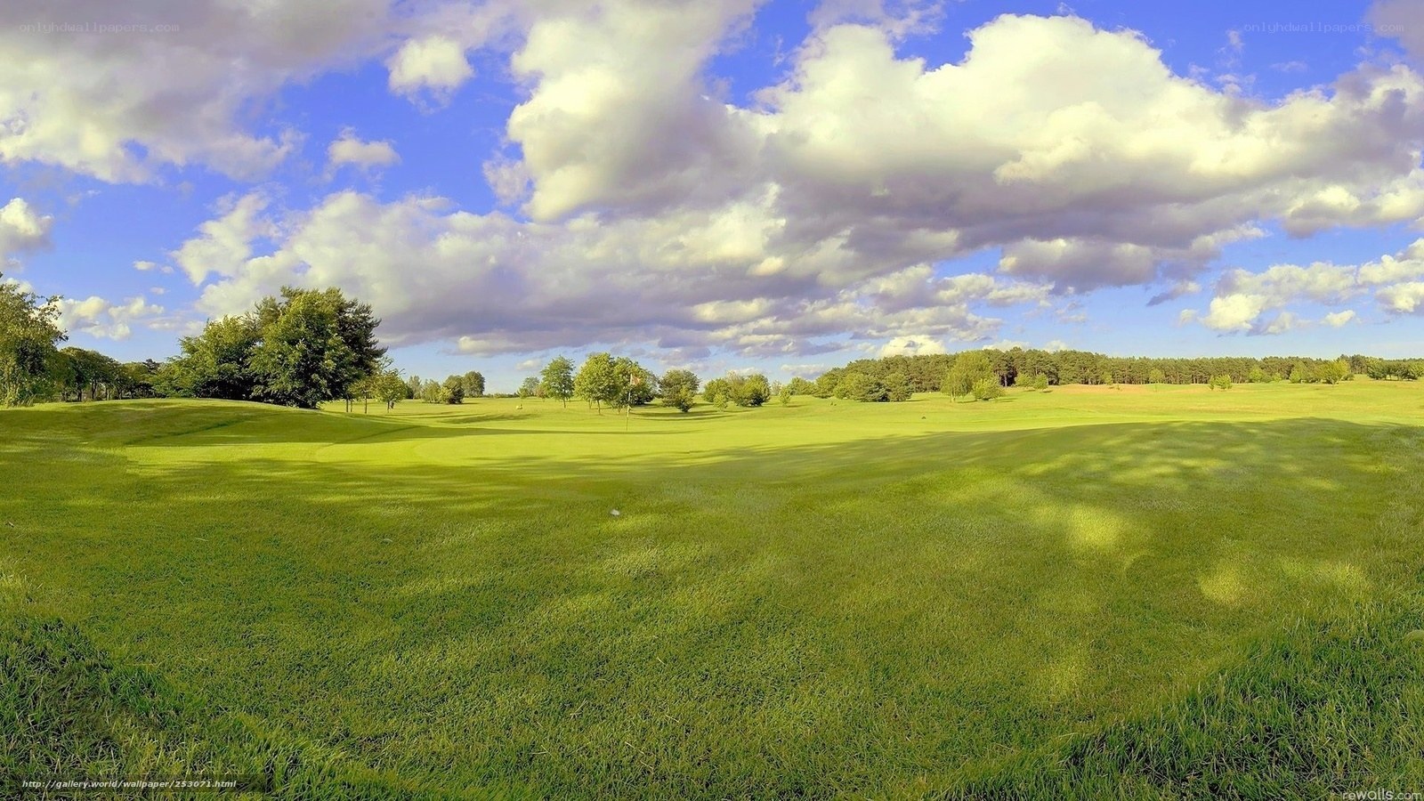 Golf course under cloudy sky