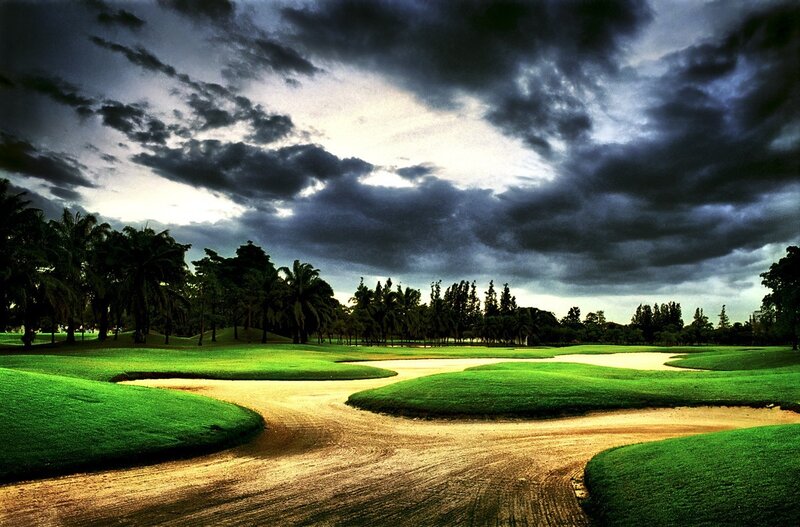Golf Course under Stormy Sky — Green