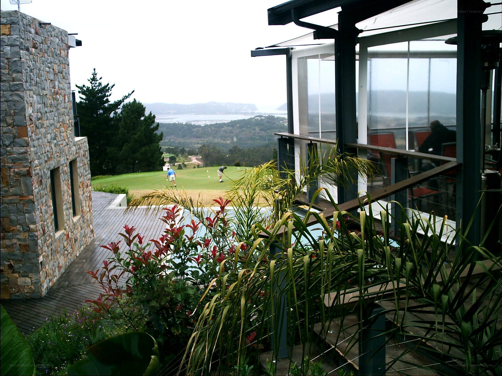 Golf course view from modern house