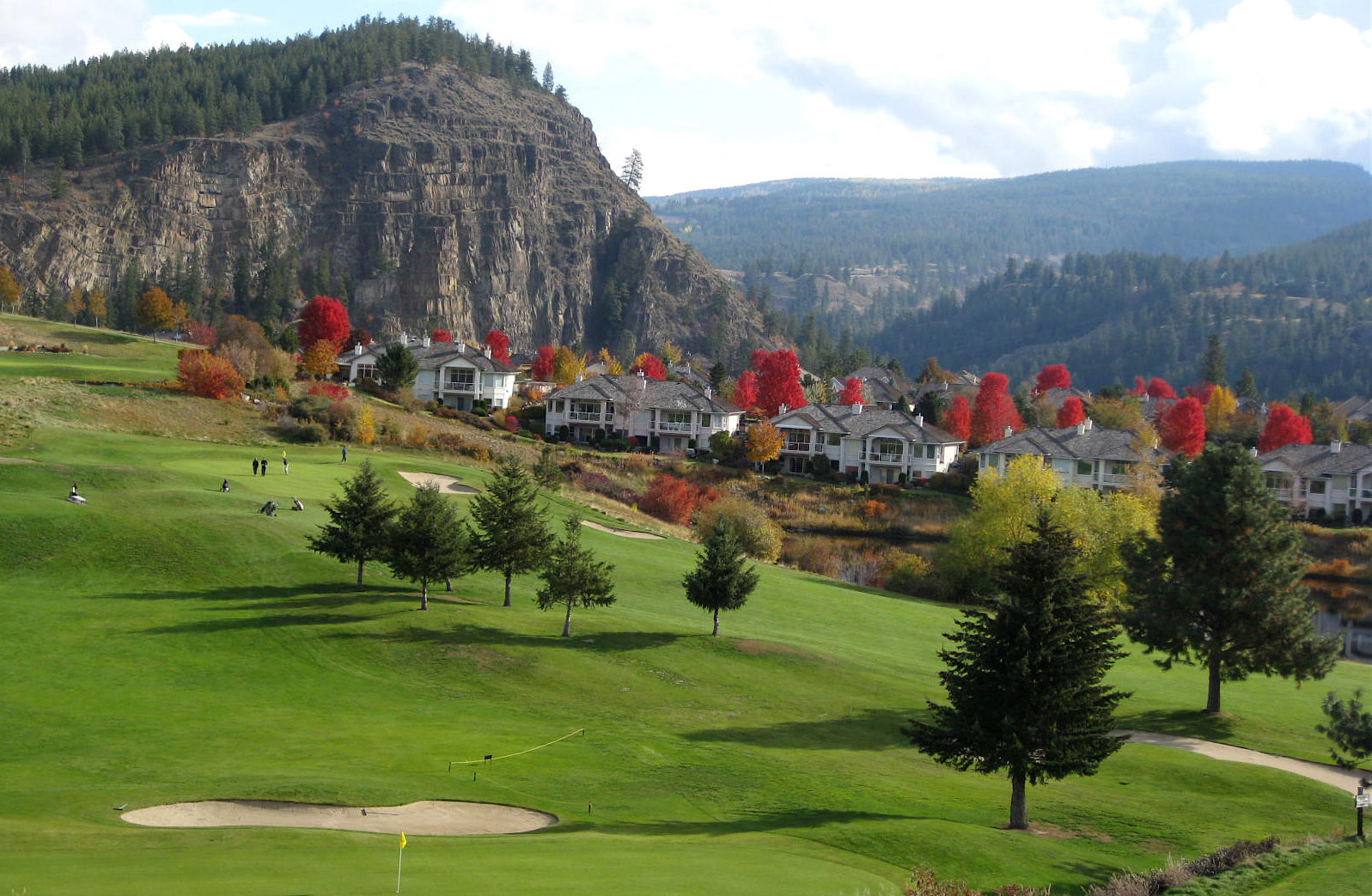 Golf course with autumn trees