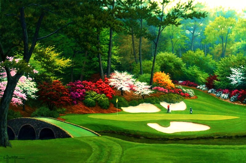 Golf Course with Bridge — Green, Serene