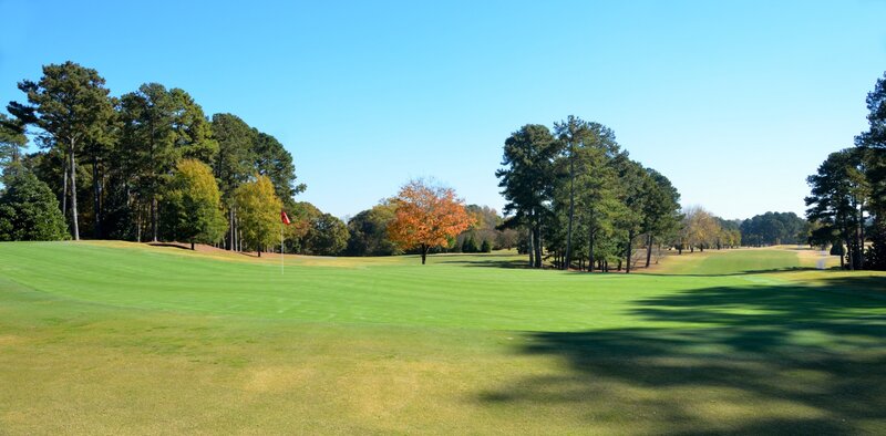 Golf Course with Flag — Green, Serene, Autumn