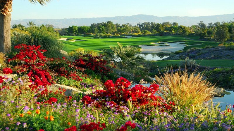 Golf Course with Flowers — Green, Serene