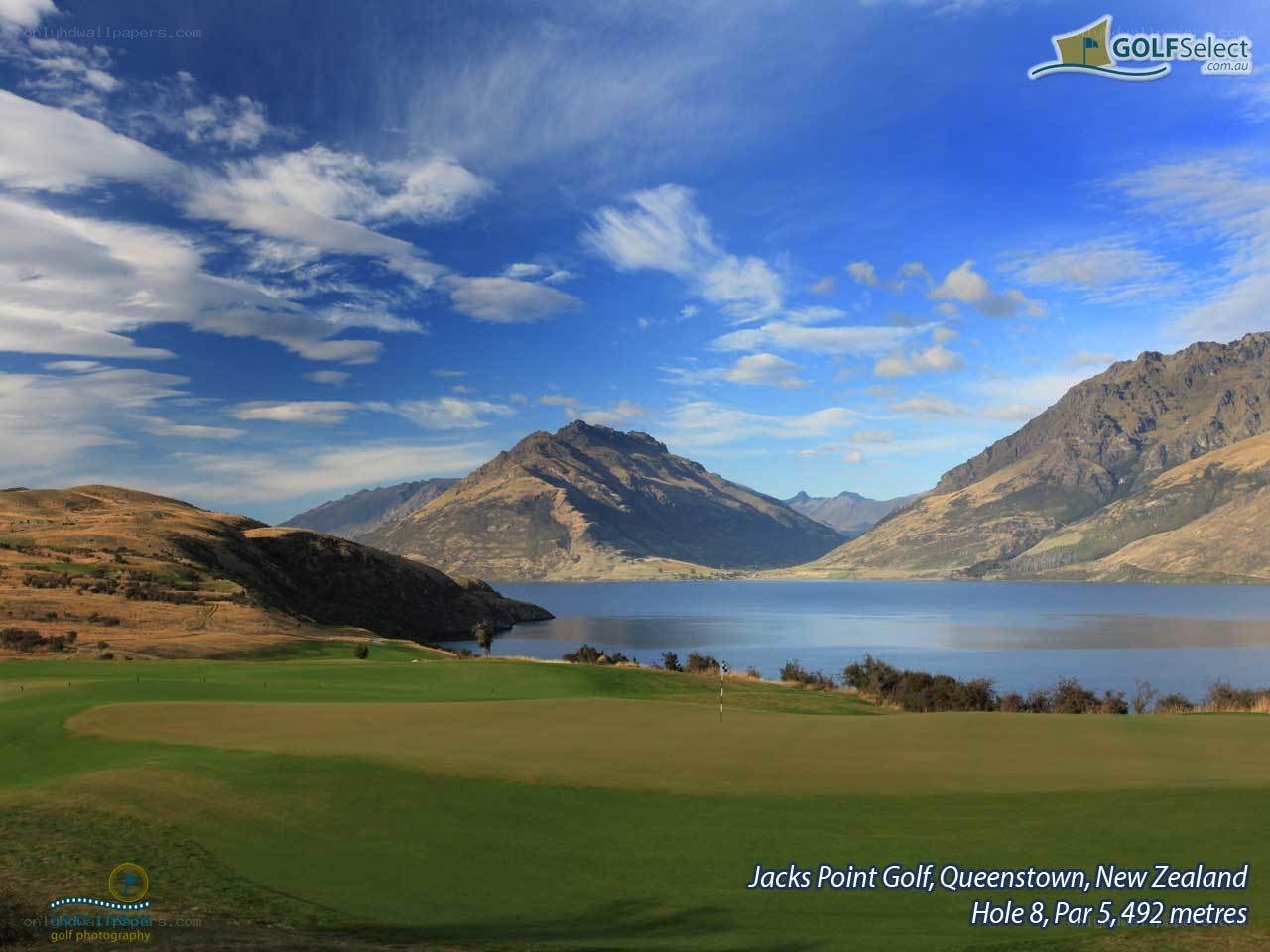 Golf course with mountain view