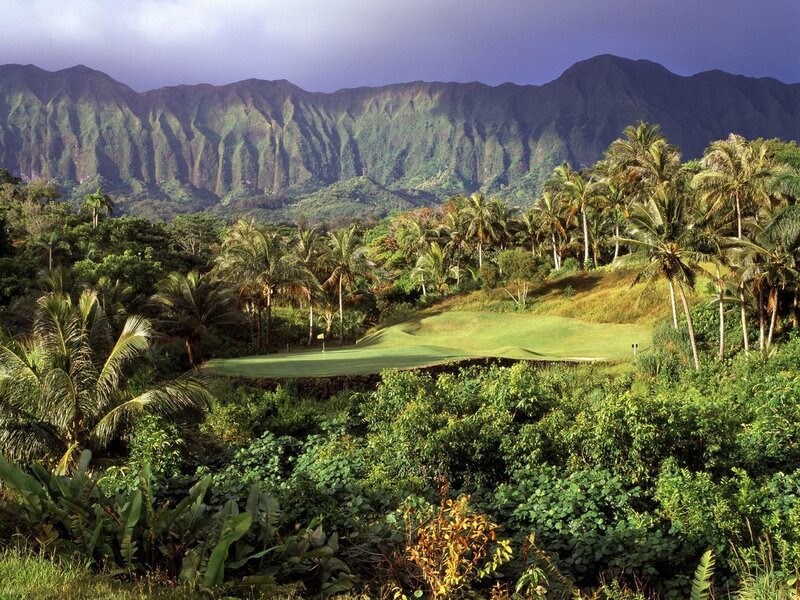 Golf Course with Mountains — Green, Dramatic, Afternoon