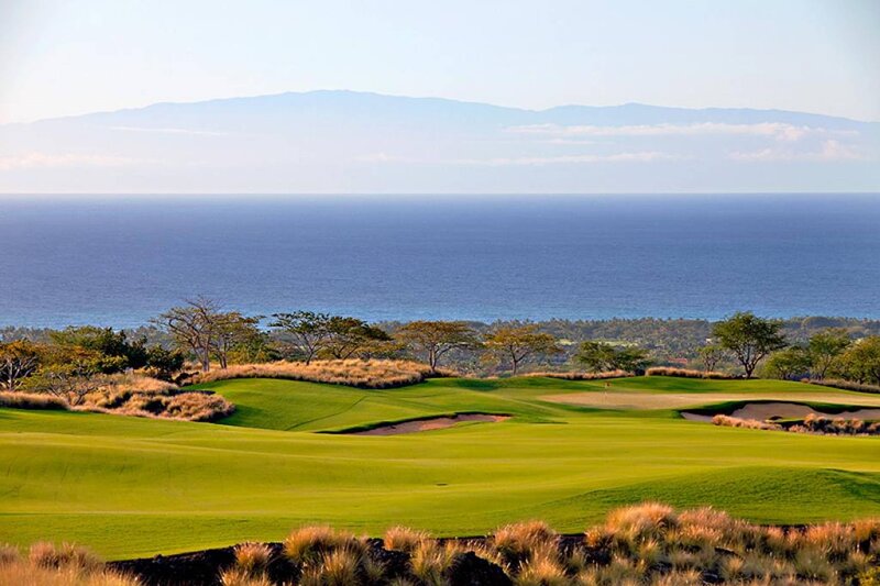 Golf Course with Ocean View — Green, Serene, Afternoon, Photograph