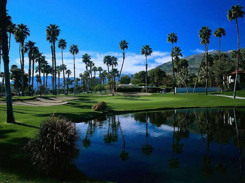 Golf course with palm trees