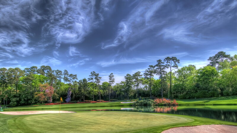 Golf Course with Pond — Green, Dramatic