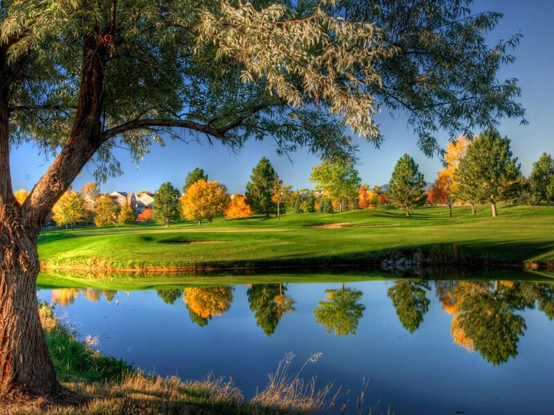 Golf Course with Pond — Green, Serene, Autumn