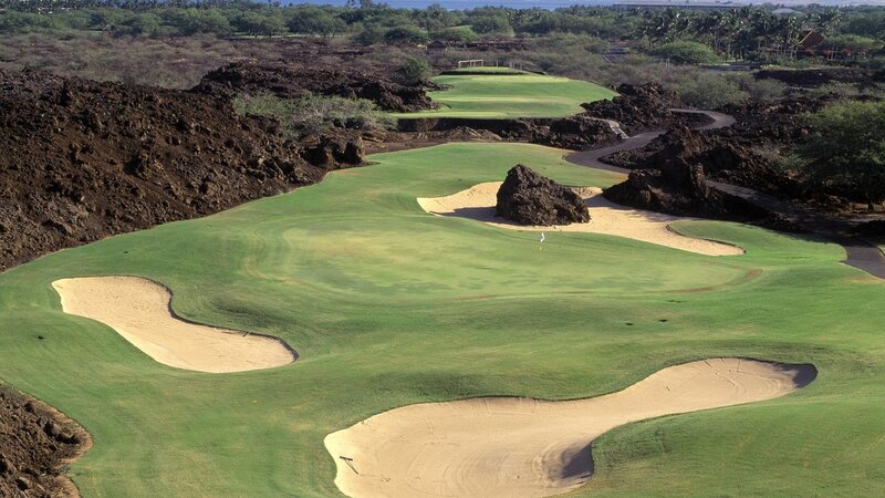 Golf course with volcanic rocks