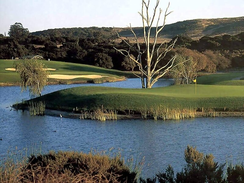 Golf course with water hazard