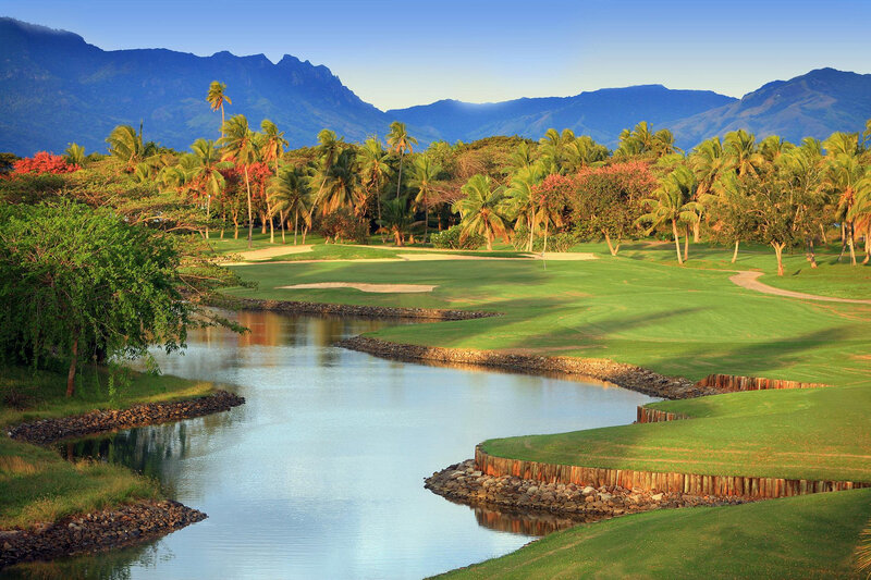 Golf Course with Water Hazard — Green, Serene, Morning