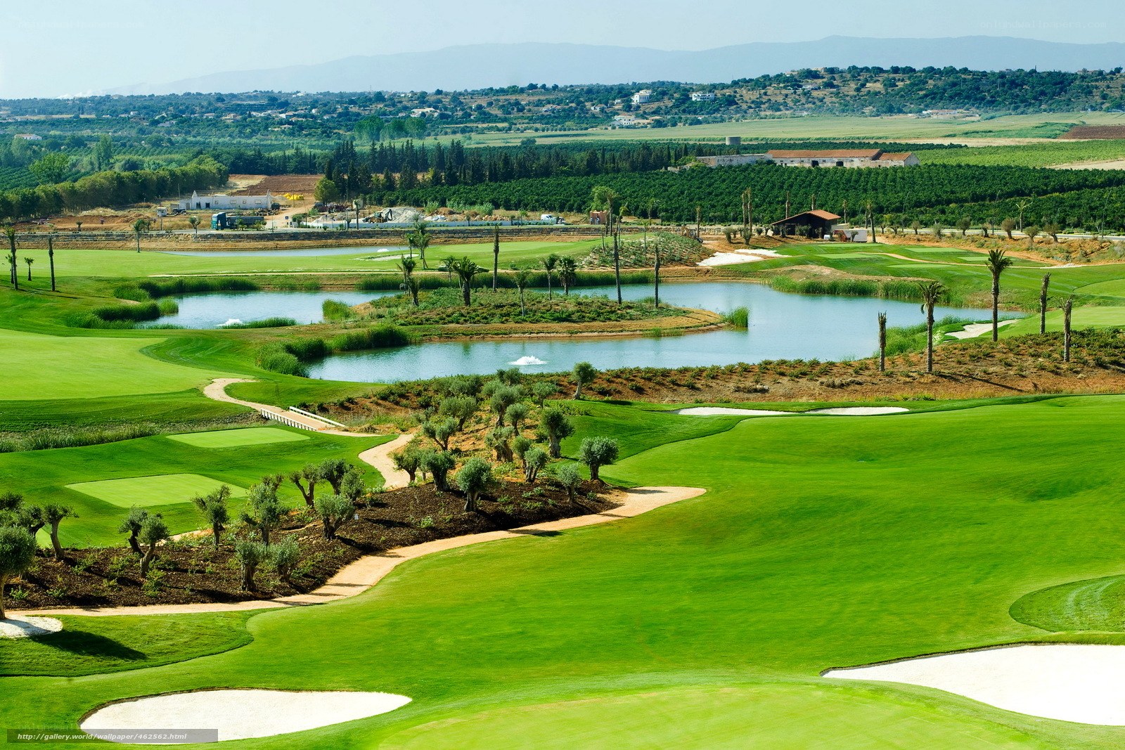 Golf course with water hazards