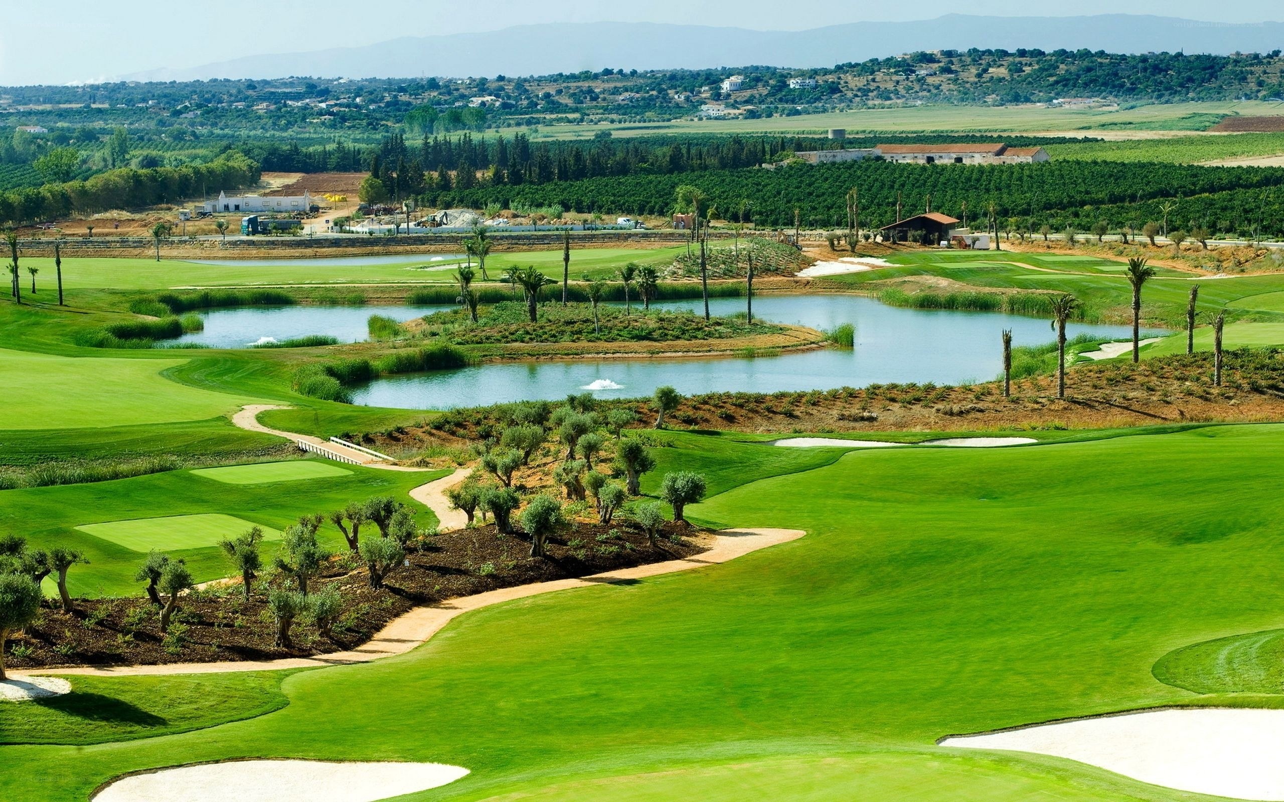 Golf course with water hazards